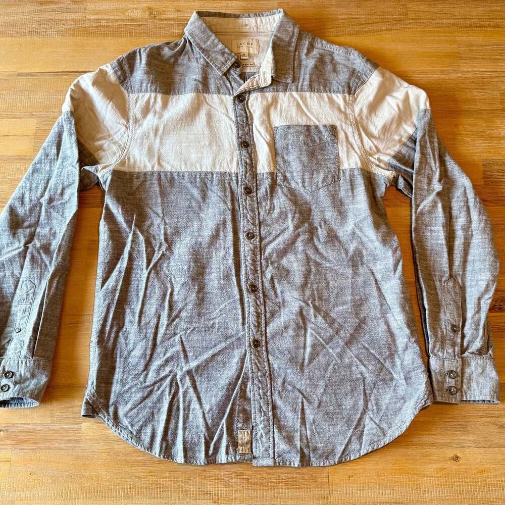 Jachs New York Men's Gray Classic Fit Long Sleeve Button Down Shirt Size M